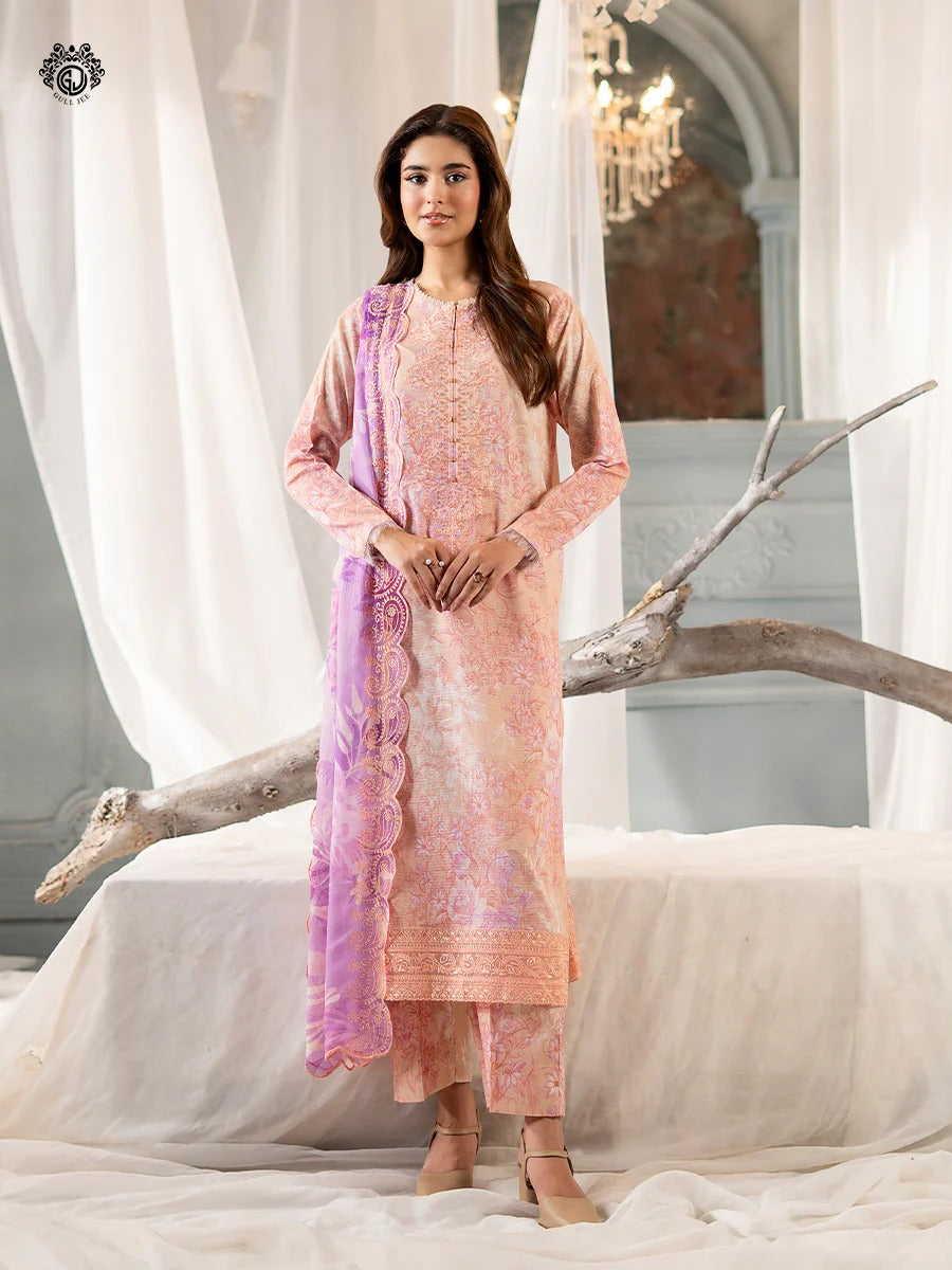 Morja By Gull Jee Embroidered Digital Printed Stripe Lawn Unstitched 3 Piece