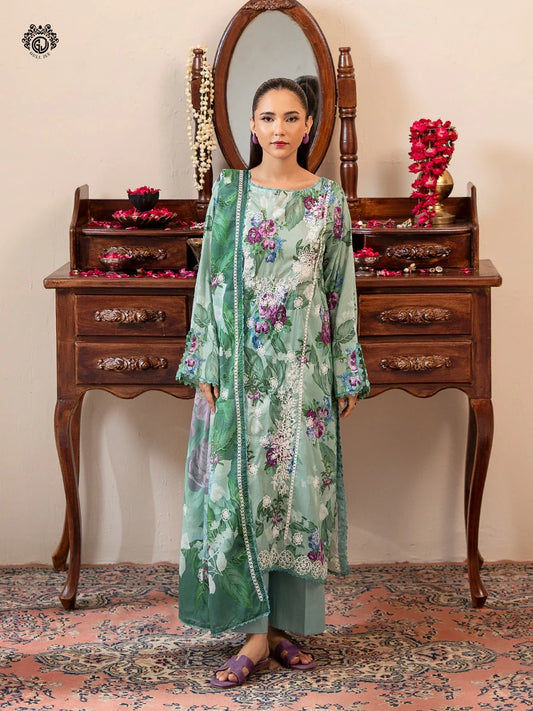 Mishaal By Gull Jee Embroidered Digital Printed Lawn Unstitched 3 Piece