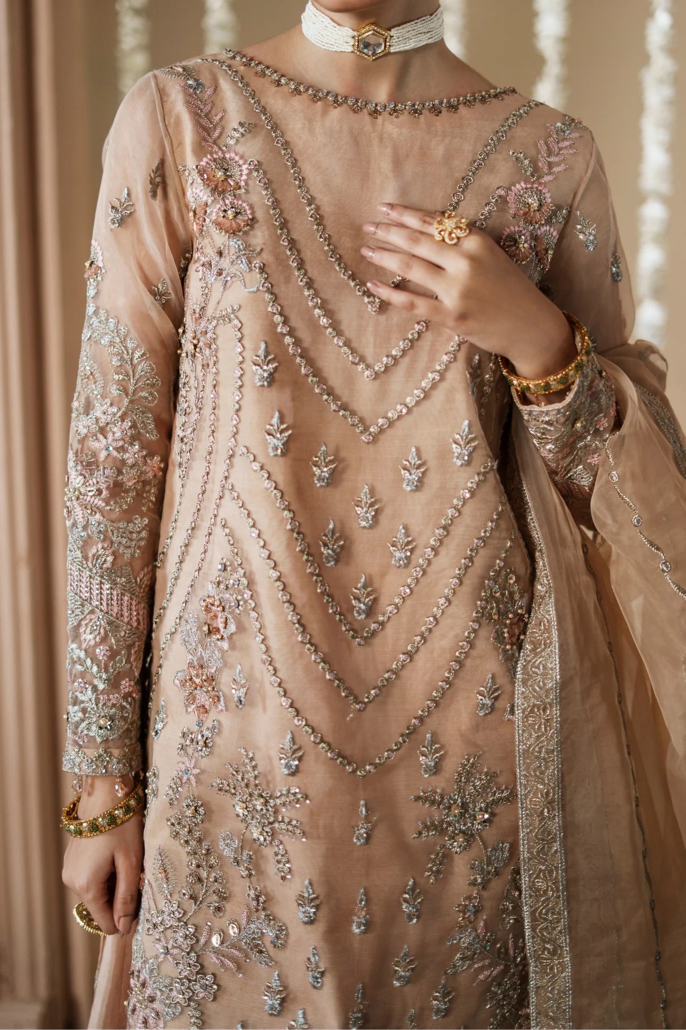 Dastoor By Zebtan Embroidered Luxury Organza Unstitched 3 Piece