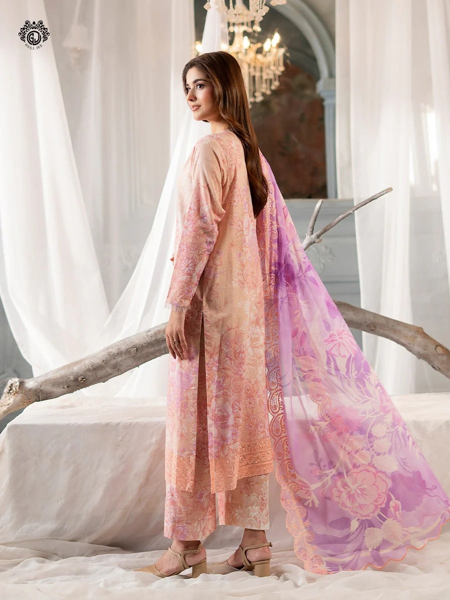 Morja By Gull Jee Embroidered Digital Printed Stripe Lawn Unstitched 3 Piece