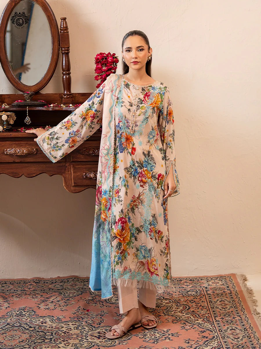 Mishaal By Gull Jee Embroidered Digital Printed Lawn Unstitched 3 Piece