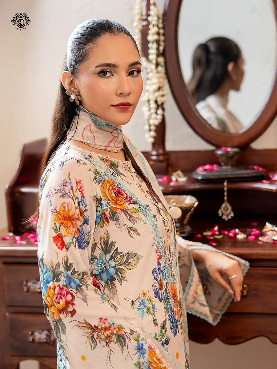 Mishaal By Gull Jee Embroidered Digital Printed Lawn Unstitched 3 Piece