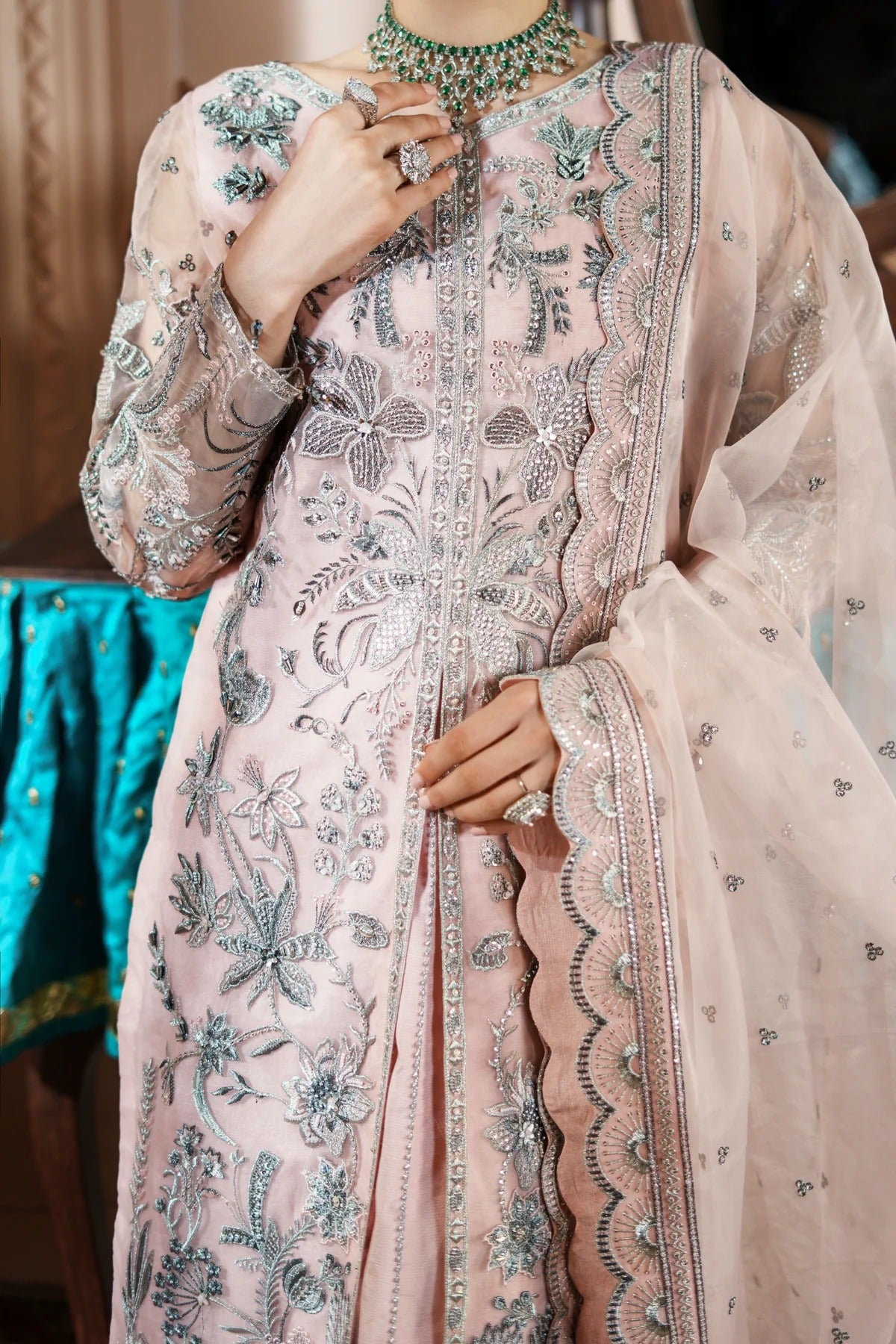 Dastoor By Zebtan Embroidered Luxury Organza Unstitched 3 Piece