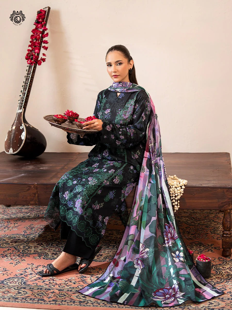 Mishaal By Gull Jee Embroidered Digital Printed Lawn Unstitched 3 Piece