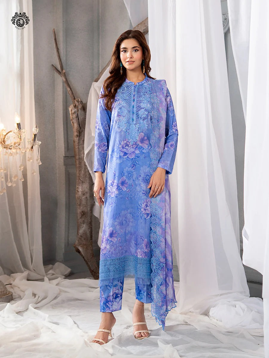 Morja By Gull Jee Embroidered Digital Printed Stripe Lawn Unstitched 3 Piece