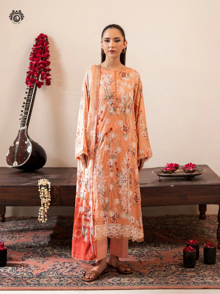 Mishaal By Gull Jee Embroidered Digital Printed Lawn Unstitched 3 Piece