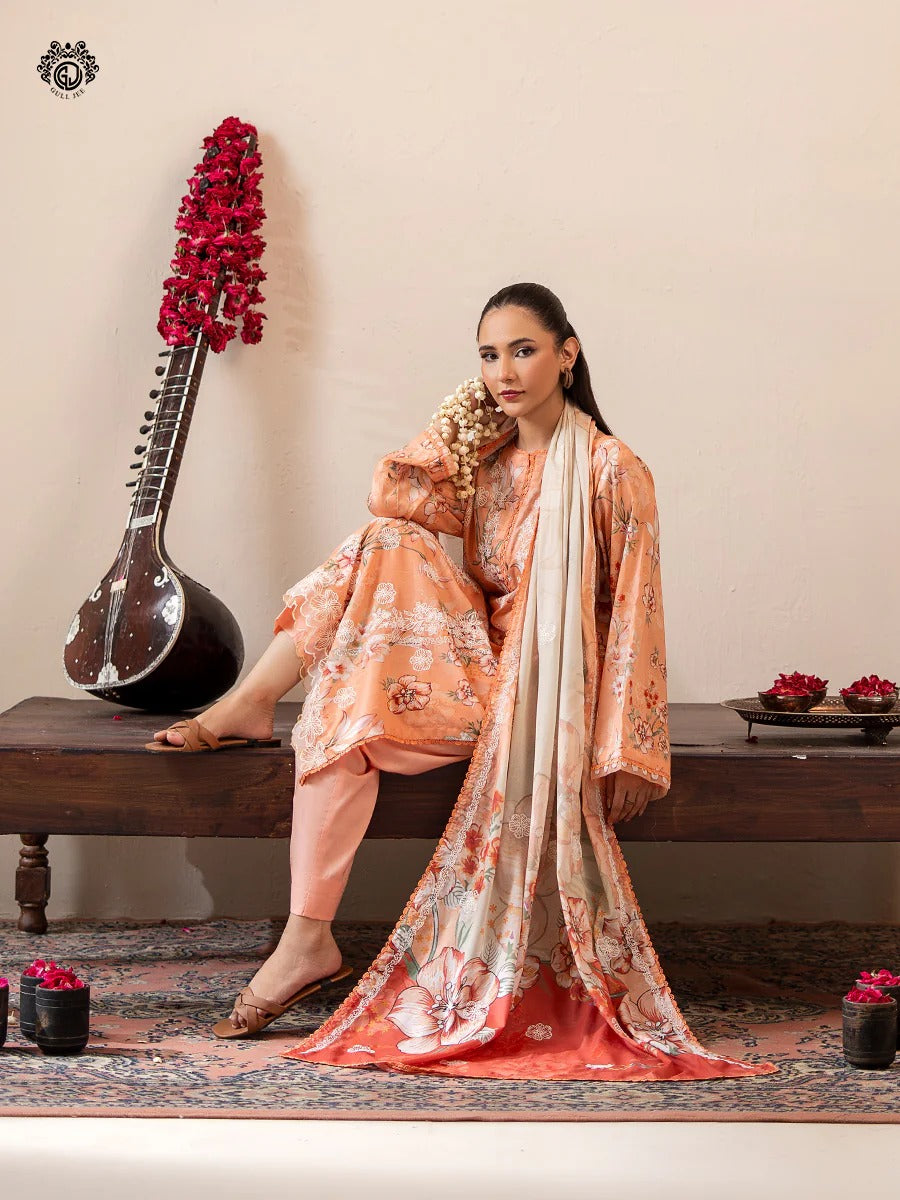 Mishaal By Gull Jee Embroidered Digital Printed Lawn Unstitched 3 Piece