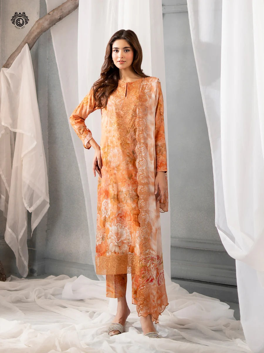 Morja By Gull Jee Embroidered Digital Printed Stripe Lawn Unstitched 3 Piece