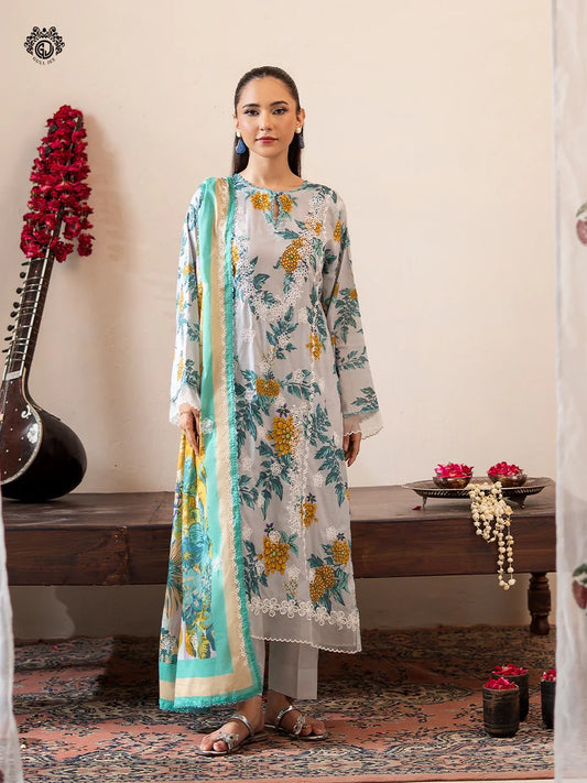 Mishaal By Gull Jee Embroidered Digital Printed Lawn Unstitched 3 Piece