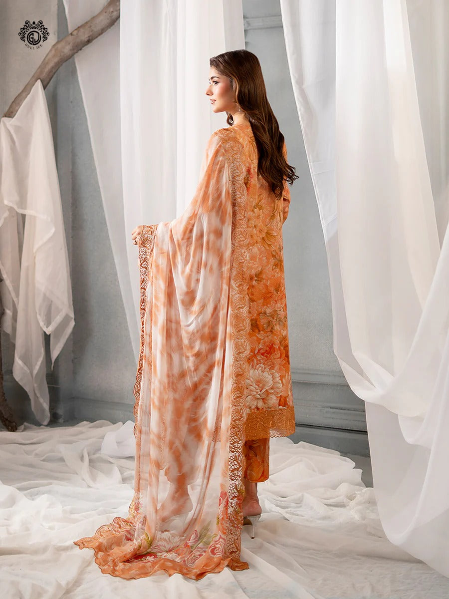 Morja By Gull Jee Embroidered Digital Printed Stripe Lawn Unstitched 3 Piece