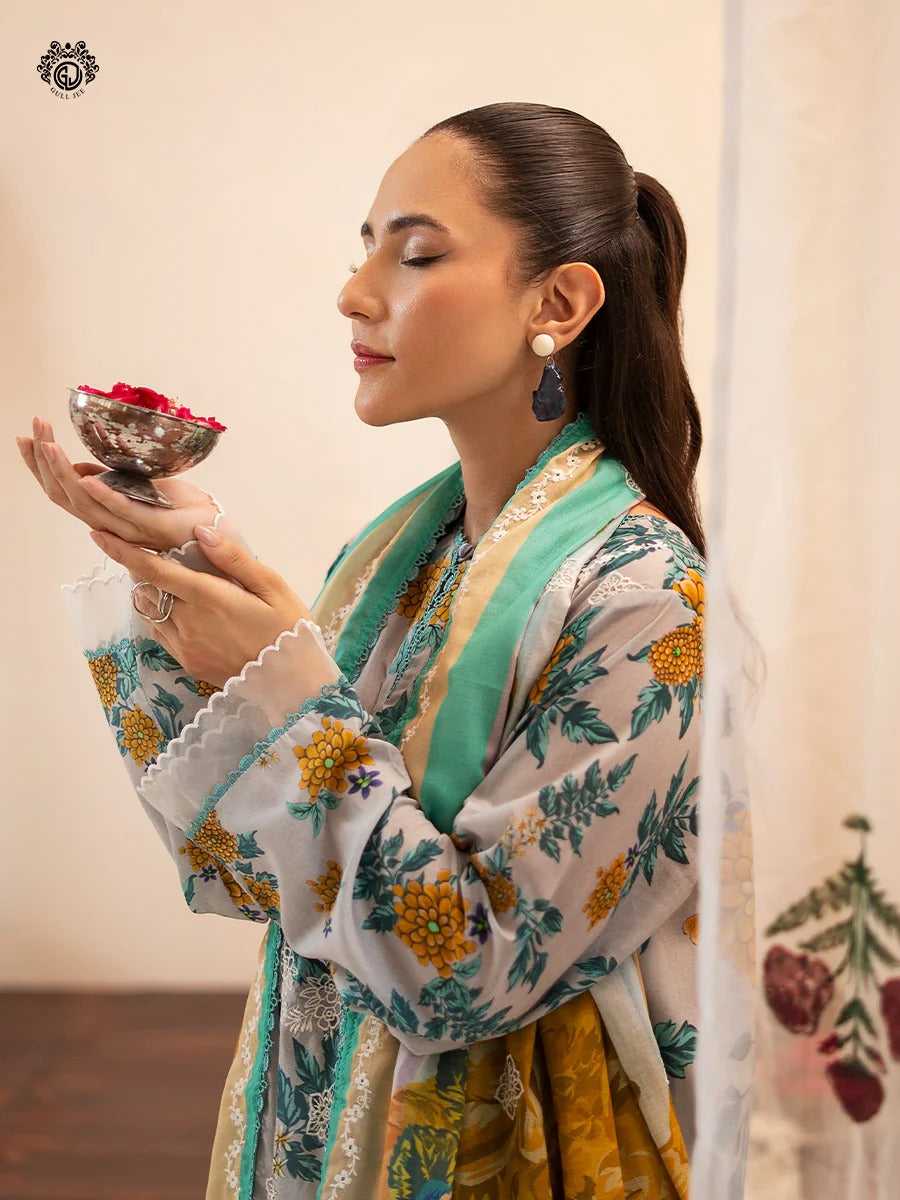 Mishaal By Gull Jee Embroidered Digital Printed Lawn Unstitched 3 Piece