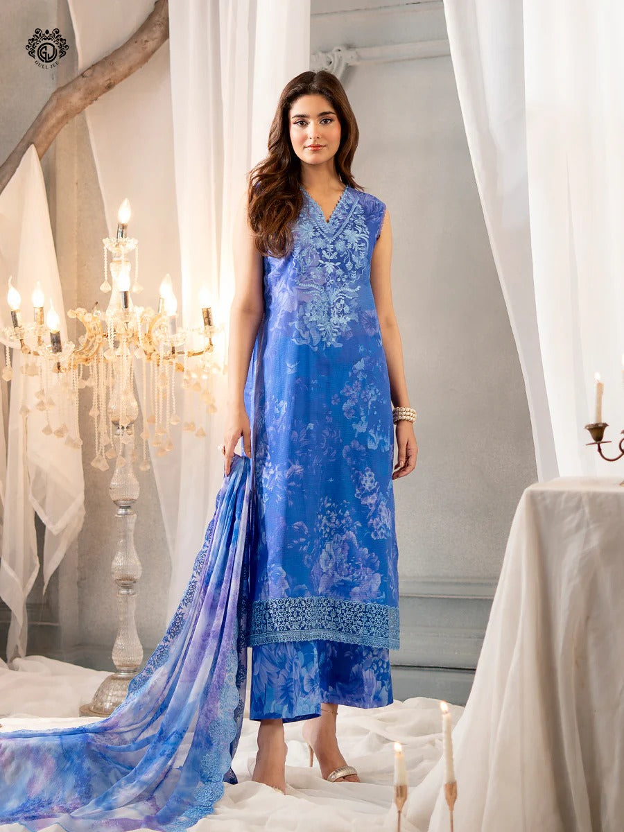 Morja By Gull Jee Embroidered Digital Printed Stripe Lawn Unstitched 3 Piece