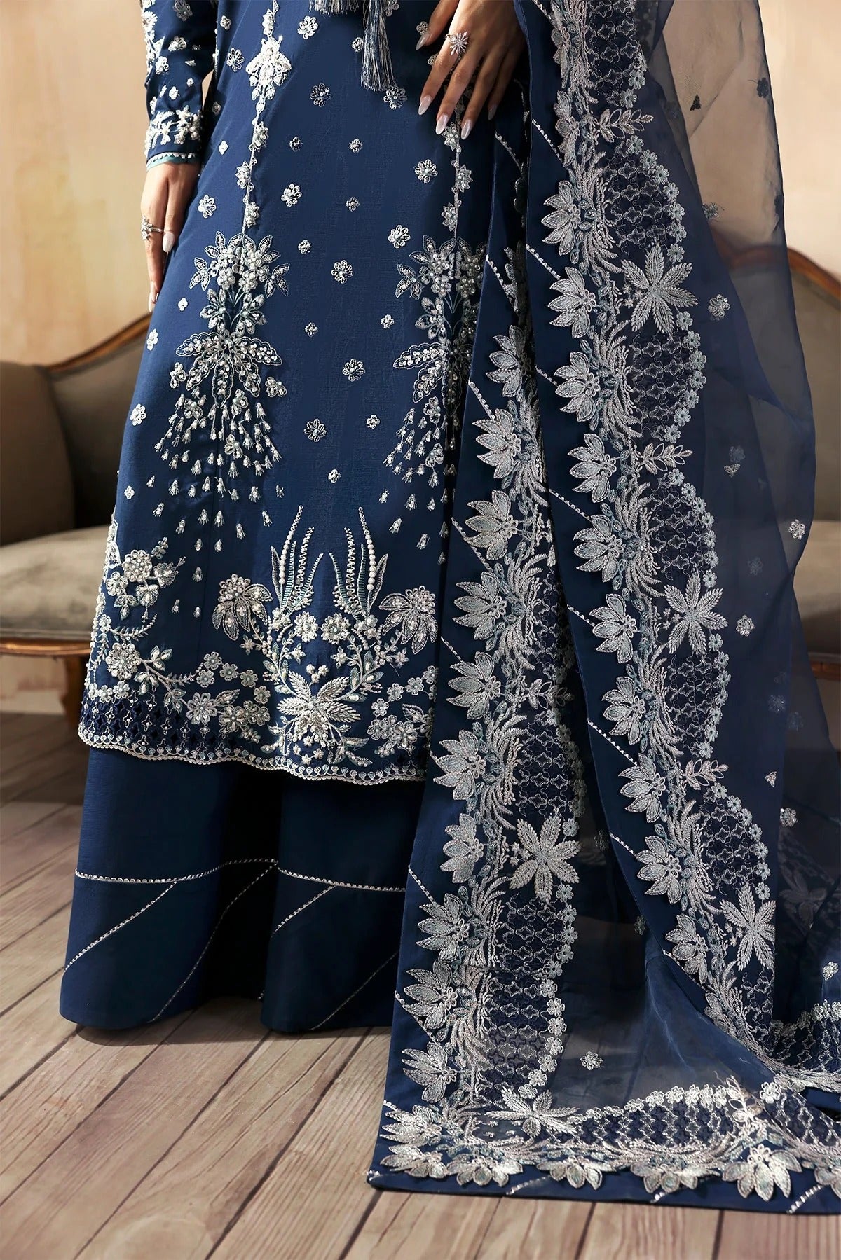 Jahanara By Zarposh Embroidered Hand Embellished Organza Festive'25 Unstitched 3 Piece