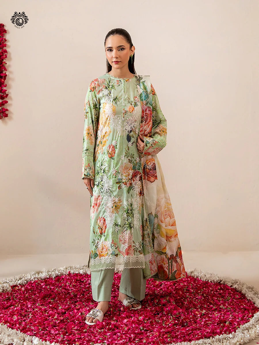 Mishaal By Gull Jee Embroidered Digital Printed Lawn Unstitched 3 Piece