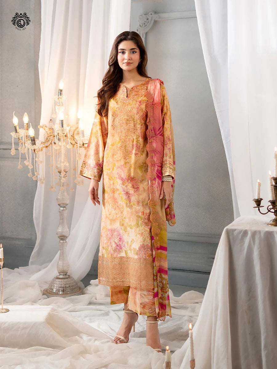 Morja By Gull Jee Embroidered Digital Printed Stripe Lawn Unstitched 3 Piece