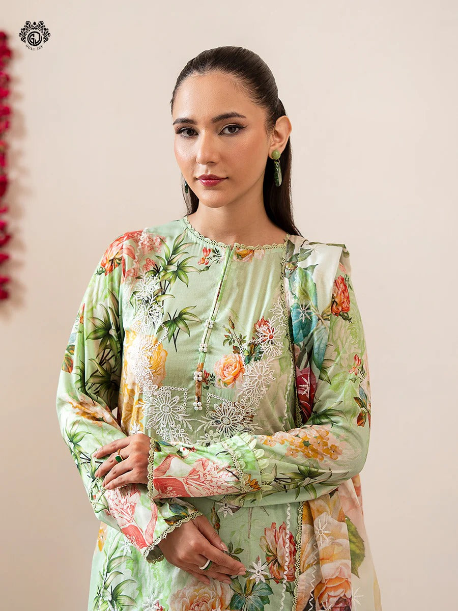 Mishaal By Gull Jee Embroidered Digital Printed Lawn Unstitched 3 Piece