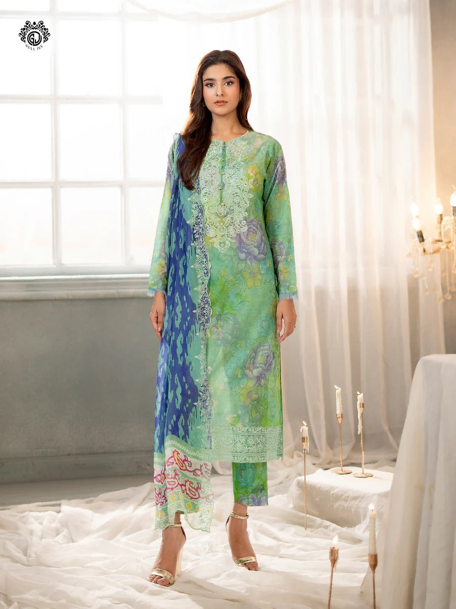 Morja By Gull Jee Embroidered Digital Printed Stripe Lawn Unstitched 3 Piece