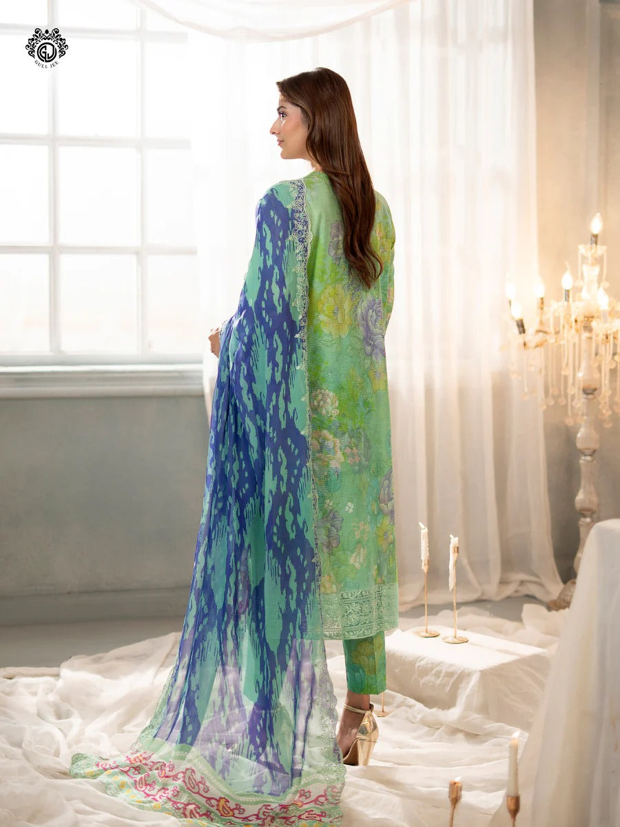 Morja By Gull Jee Embroidered Digital Printed Stripe Lawn Unstitched 3 Piece