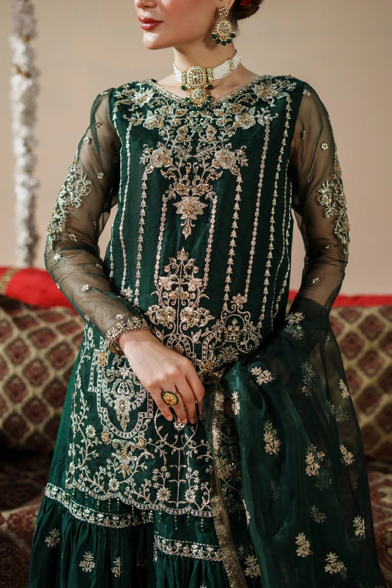 Dastoor By Zebtan Embroidered Luxury Organza Unstitched 3 Piece