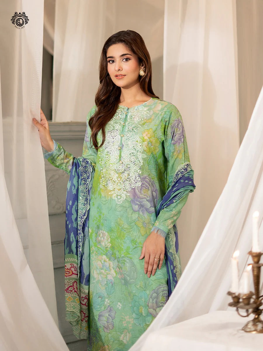 Morja By Gull Jee Embroidered Digital Printed Stripe Lawn Unstitched 3 Piece