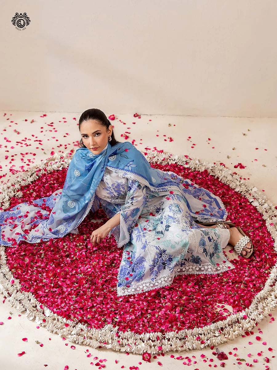Mishaal By Gull Jee Embroidered Digital Printed Lawn Unstitched 3 Piece