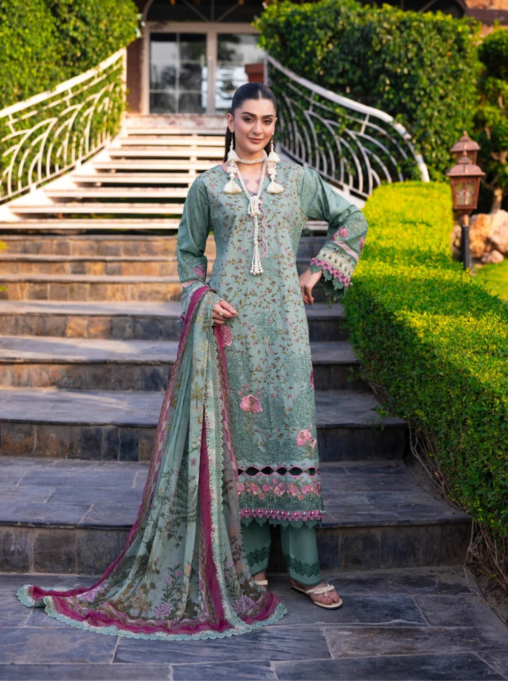 Eshaisha Digital Printed & Embroidered Lawn Unstitched 3Pcs