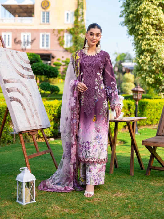 Eshaisha Digital Printed & Embroidered Lawn Unstitched 3Pcs