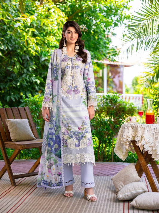 Eshaisha Digital Printed & Embroidered Lawn Unstitched 3Pcs