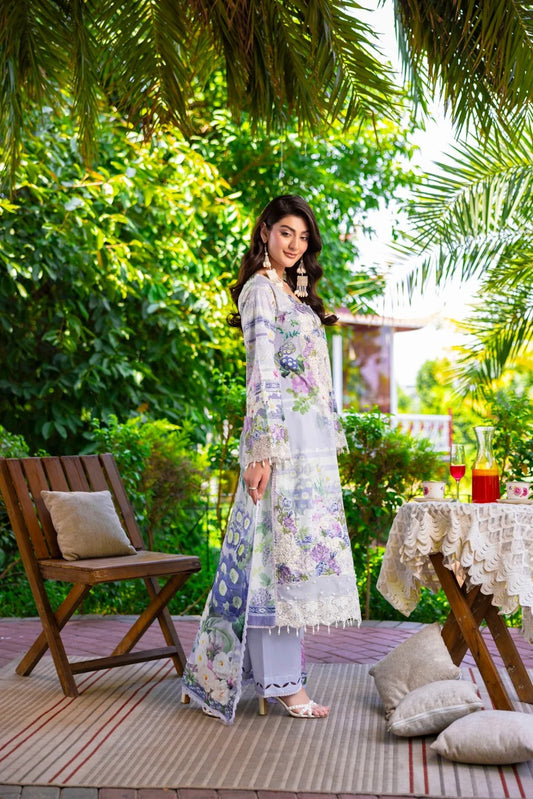 Eshaisha Digital Printed & Embroidered Lawn Unstitched 3Pcs