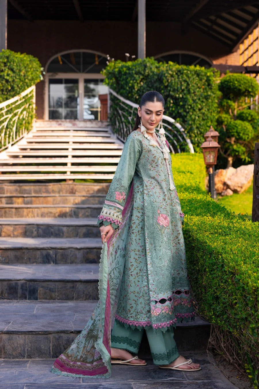 Eshaisha Digital Printed & Embroidered Lawn Unstitched 3Pcs