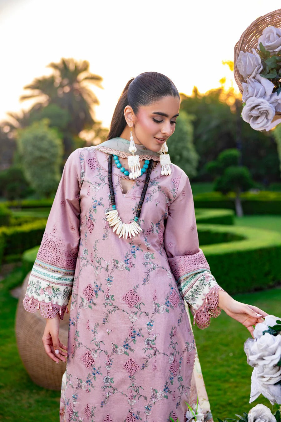 Eshaisha Digital Printed & Embroidered Lawn Unstitched 3Pcs