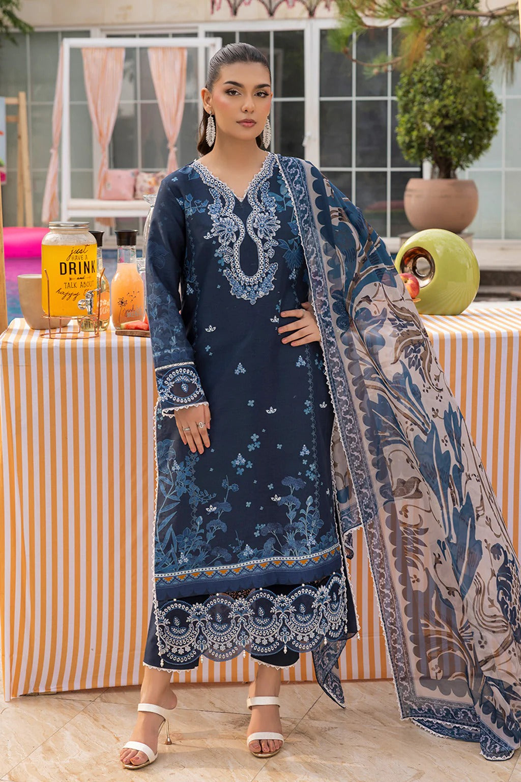 Mojito by Saad Sheikh Embroidered with Boring and Printed Lawn Unstitched 3Pcs