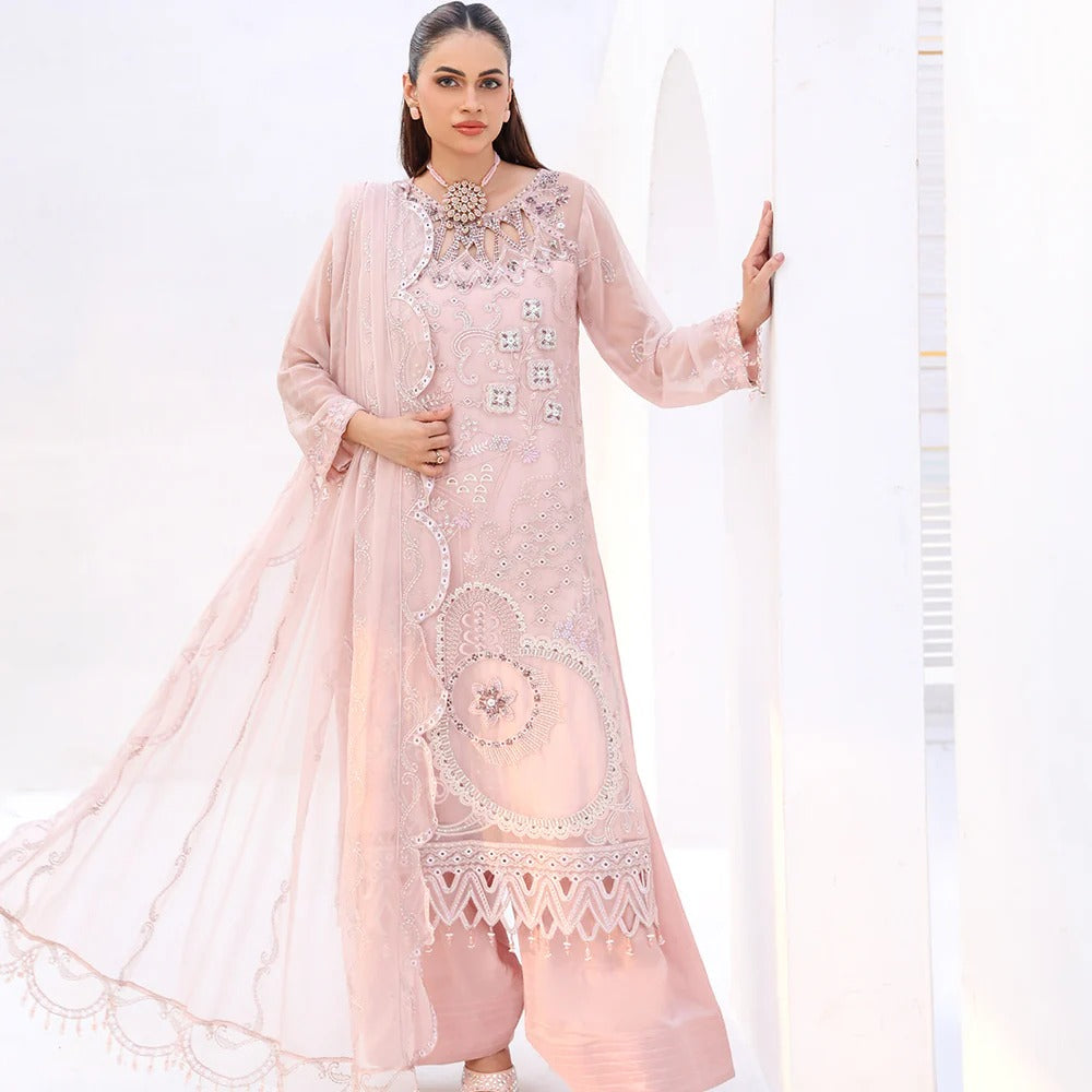 Rozal By Zebtan Embroidered Chiffon Unstitched 3pcs