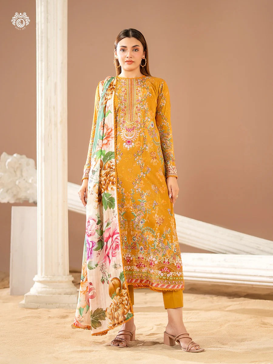 Gullbano By Gull Jee Embroidered Digital Printed Lawn Unstitched 3 Piece