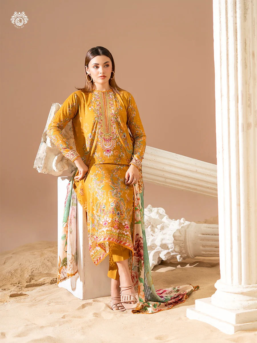 Gullbano By Gull Jee Embroidered Digital Printed Lawn Unstitched 3 Piece