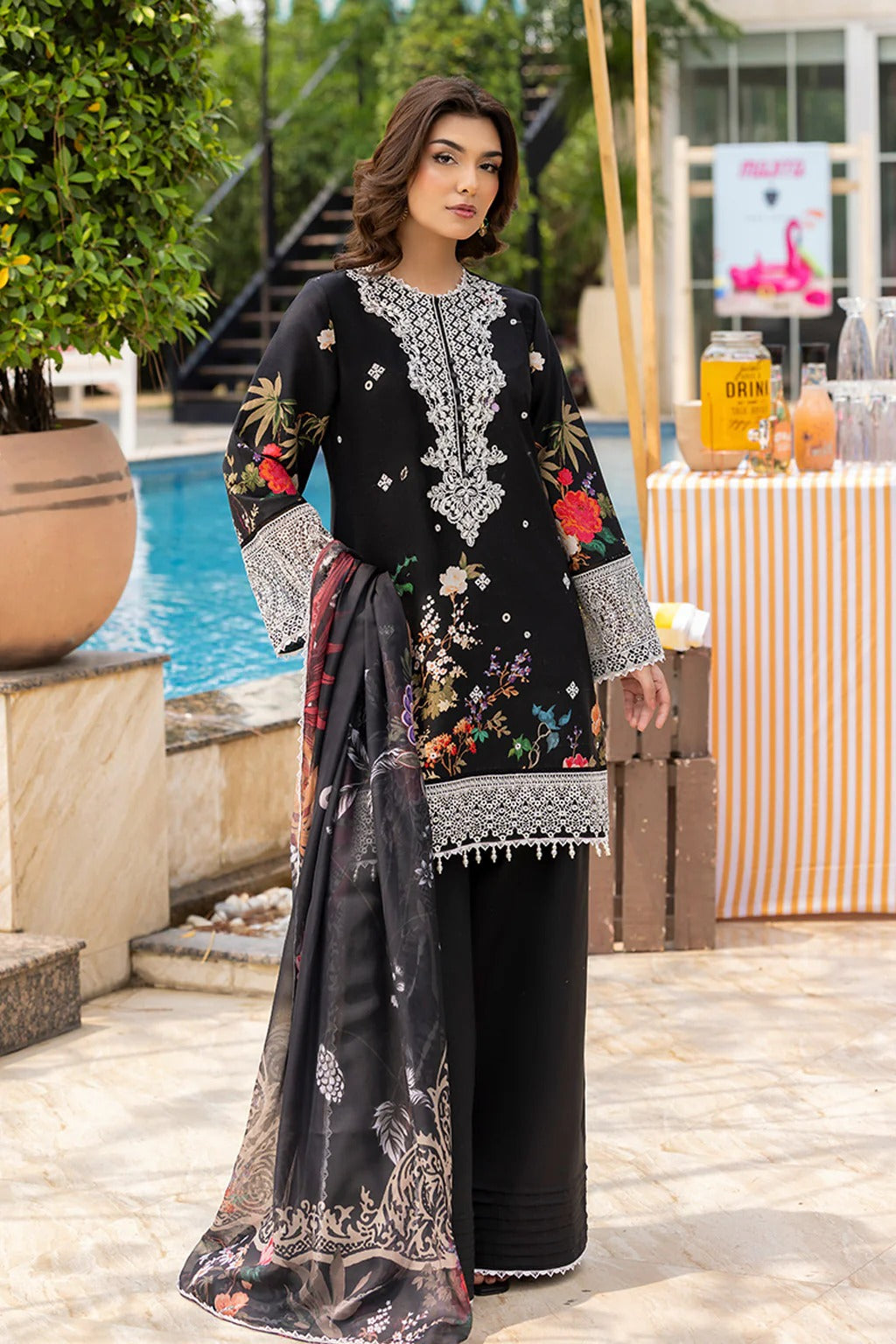 Mojito by Saad Sheikh Embroidered with Boring and Printed Lawn Unstitched 3Pcs