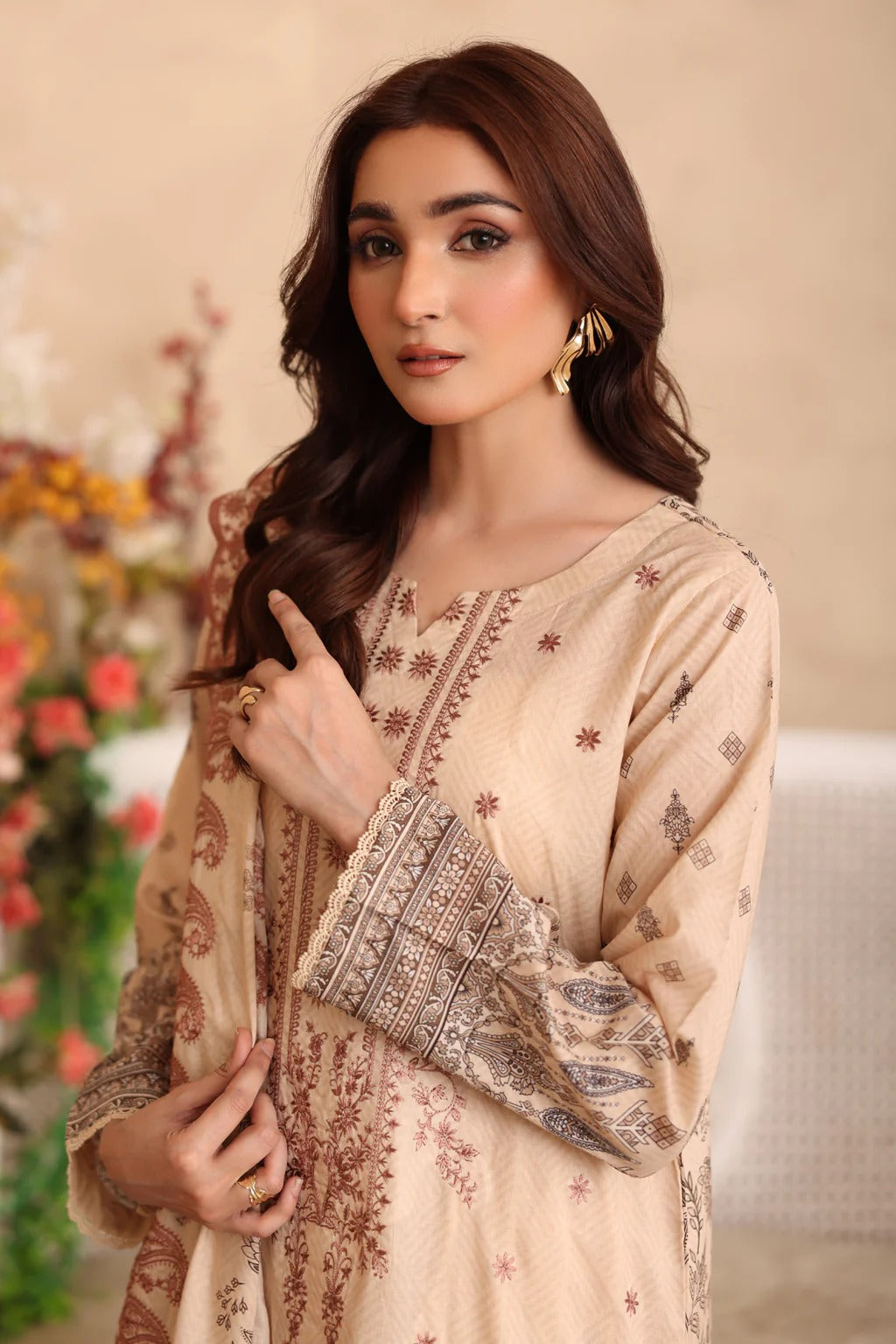 Johra Manara Embroidered Printed Lawn Unstitched 3Pcs