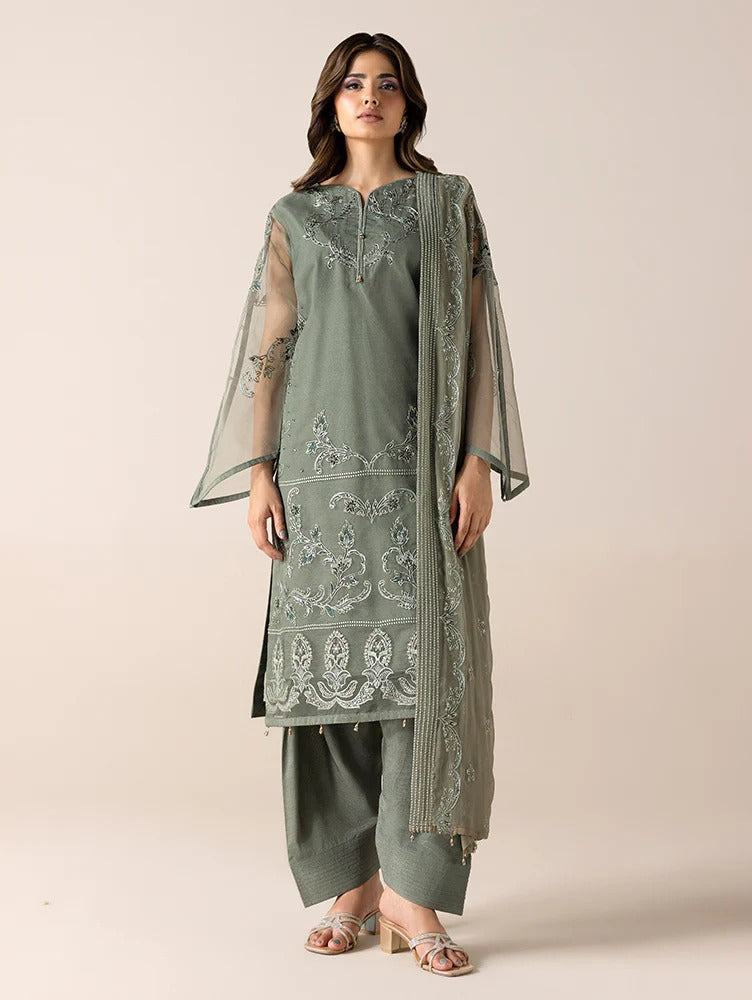 Aurapret By Zebtan Embroidered Organza Stitched 3 Piece