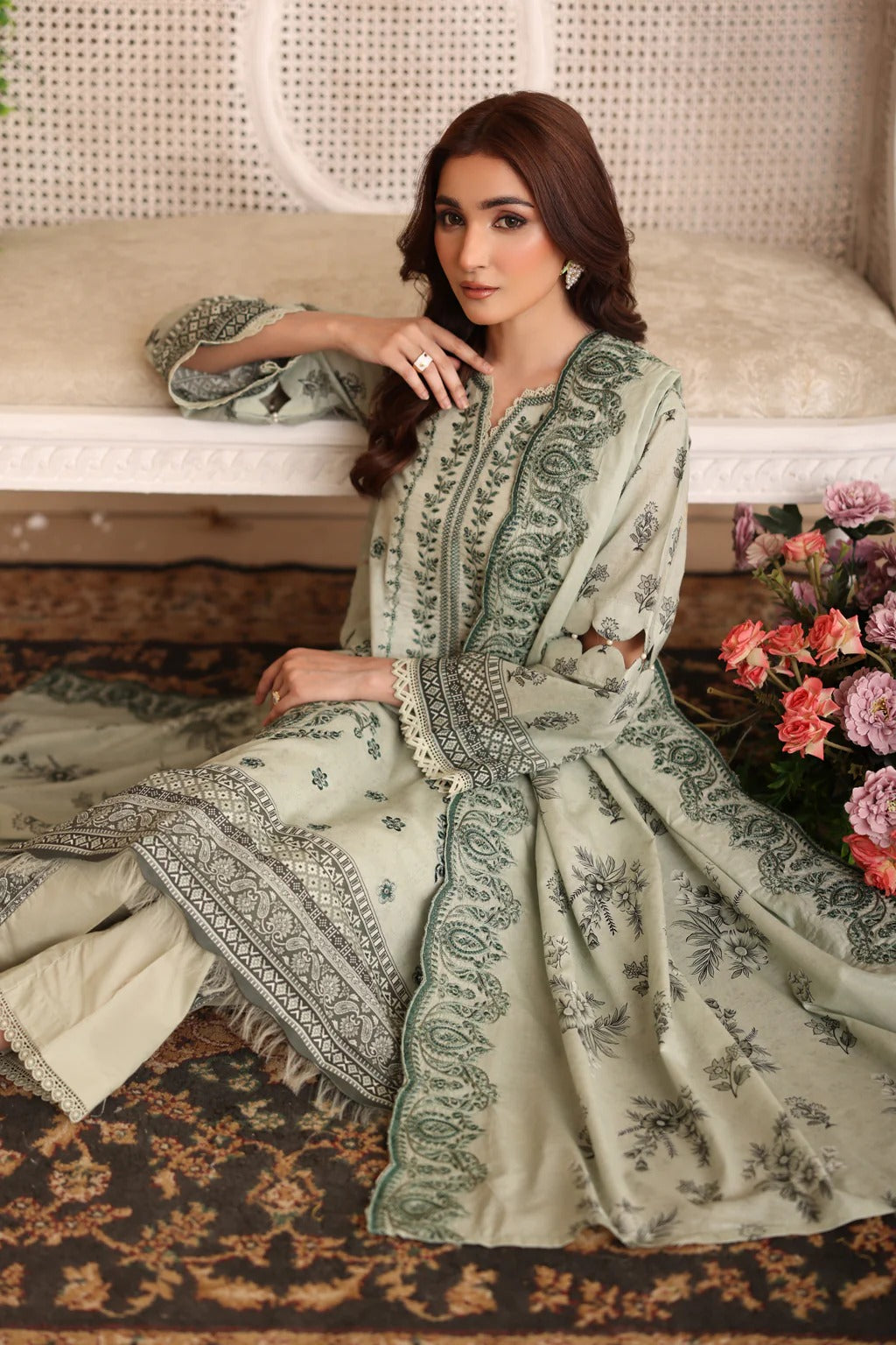 Johra Manara Embroidered Printed Lawn Unstitched 3Pcs