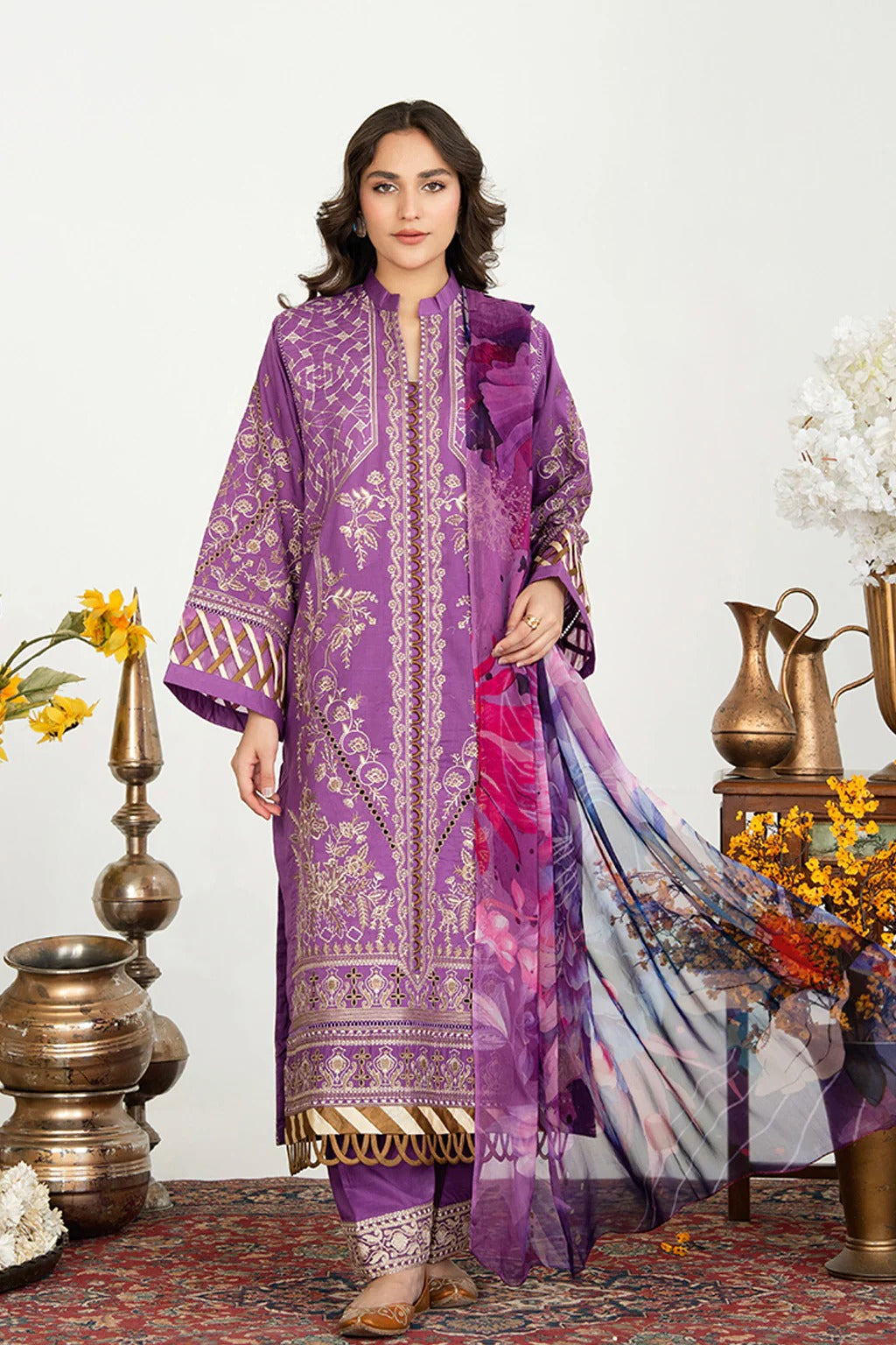 Johra Anavia Embroidered Bana Dora Lawn Unstitched 3Pcs