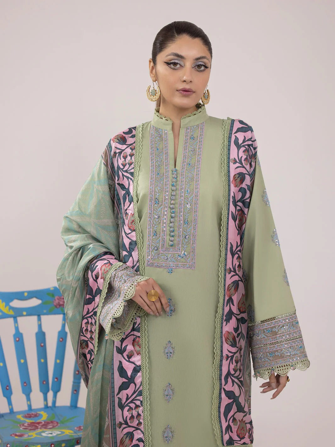 RANGEELI Digital Printed Embroidered Unstitched Lawn 3pcs