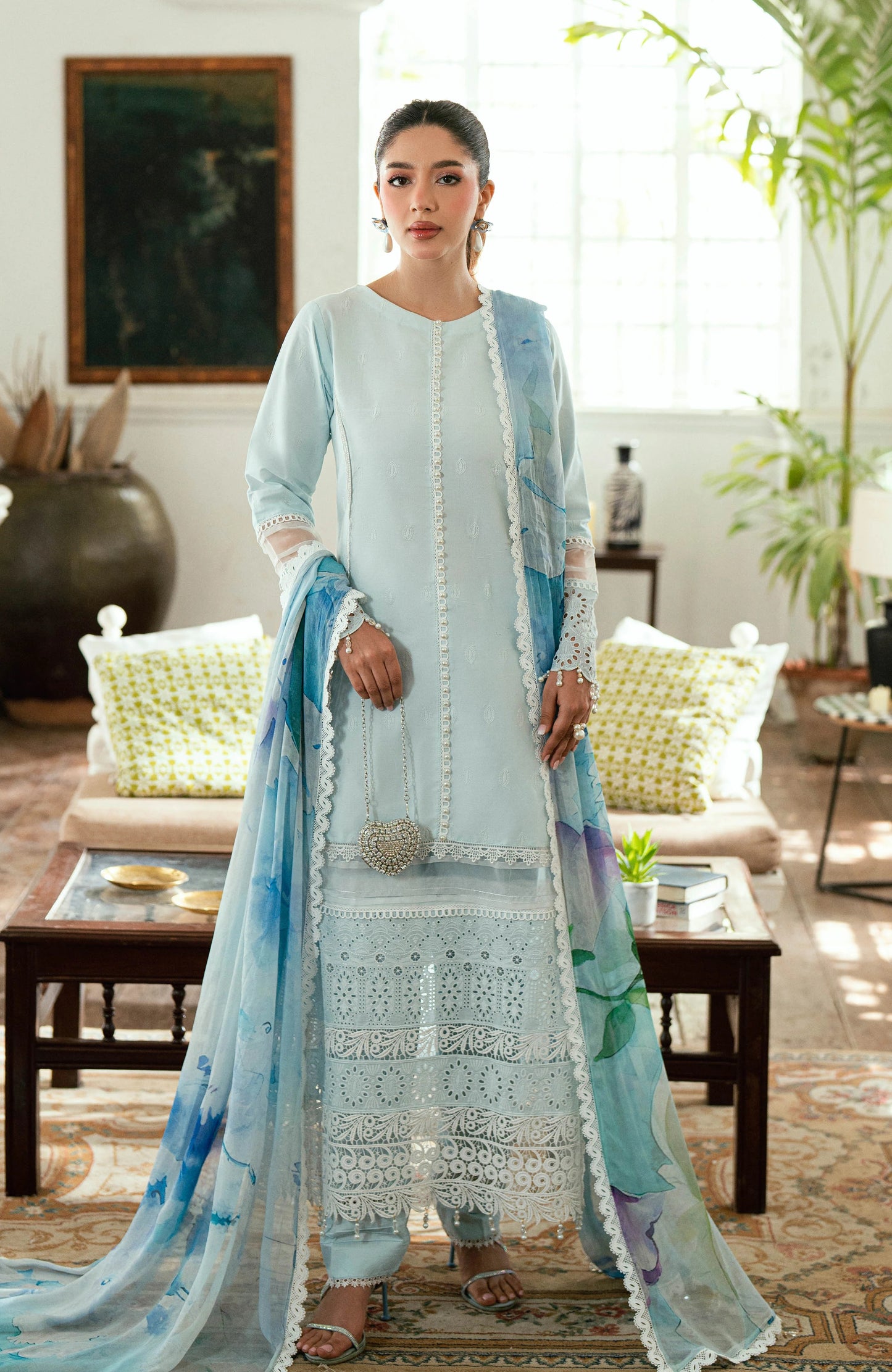 Alzohaib Laserkari Schiffly Embroidered Premium Printed Unstitched 3pcs