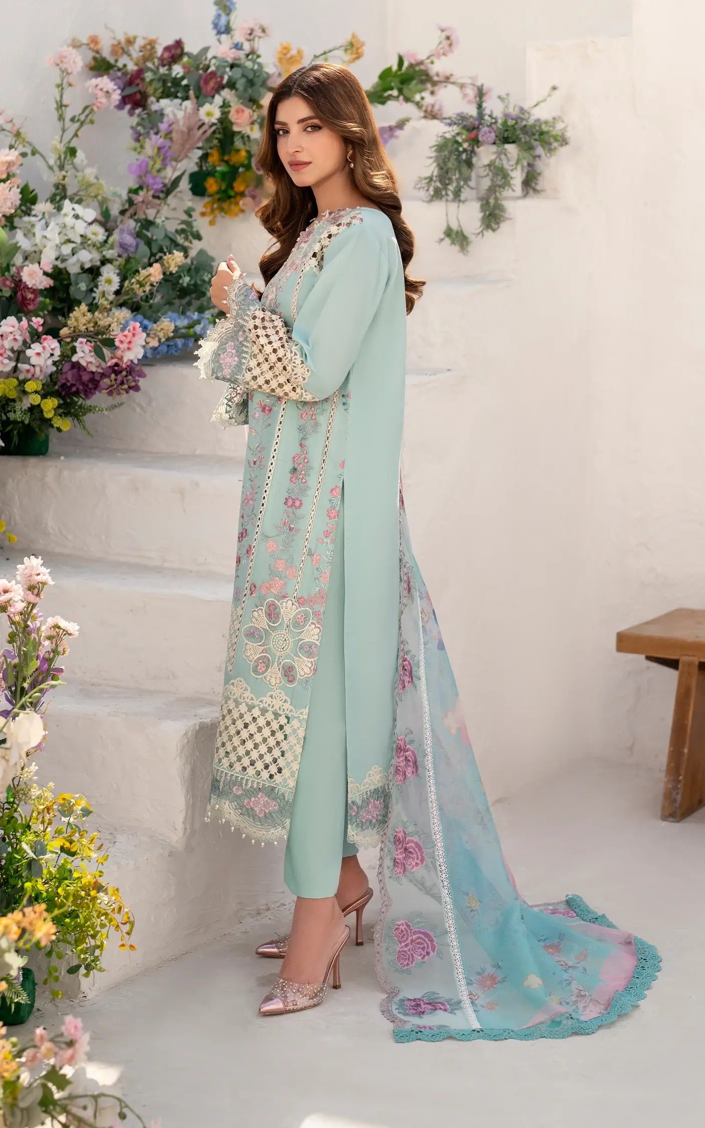 Azalia Embroidered Luxury Lawn & Organza Unstitched 4pcs
