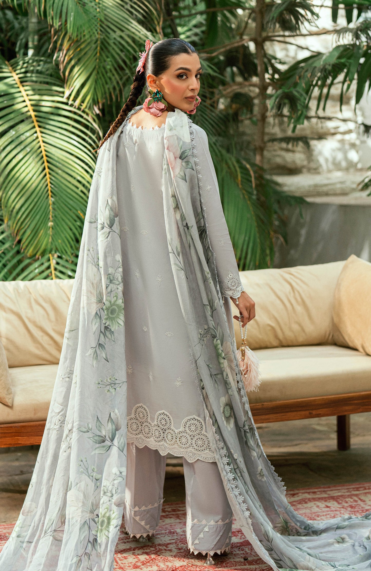 Alzohaib Laserkari Schiffly Embroidered Premium Printed Unstitched 3pcs