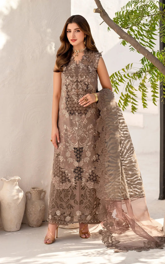 Azalia Embroidered Luxury Lawn & Organza Unstitched 4pcs
