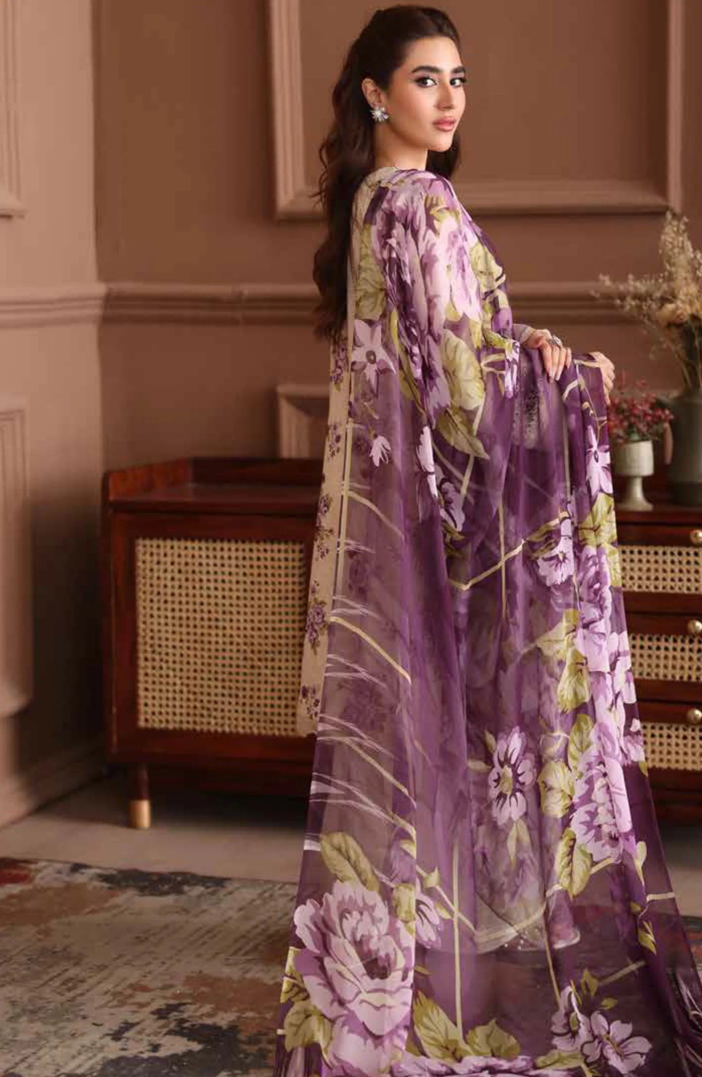 Naira By Johra Embroidered Chikankari + Printed Lawn Unstitched 3Pcs