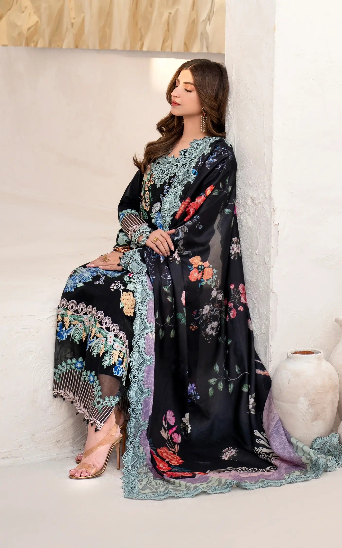 Azalia Embroidered Luxury Lawn & Organza Unstitched 4pcs