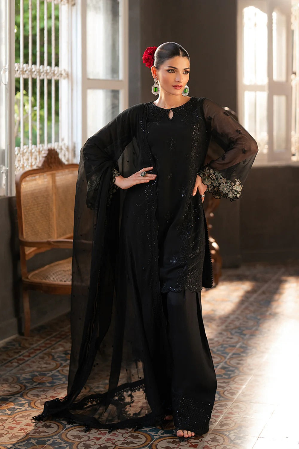 Azure Ensembles Festive Chiffon Unstitched 3Pcs