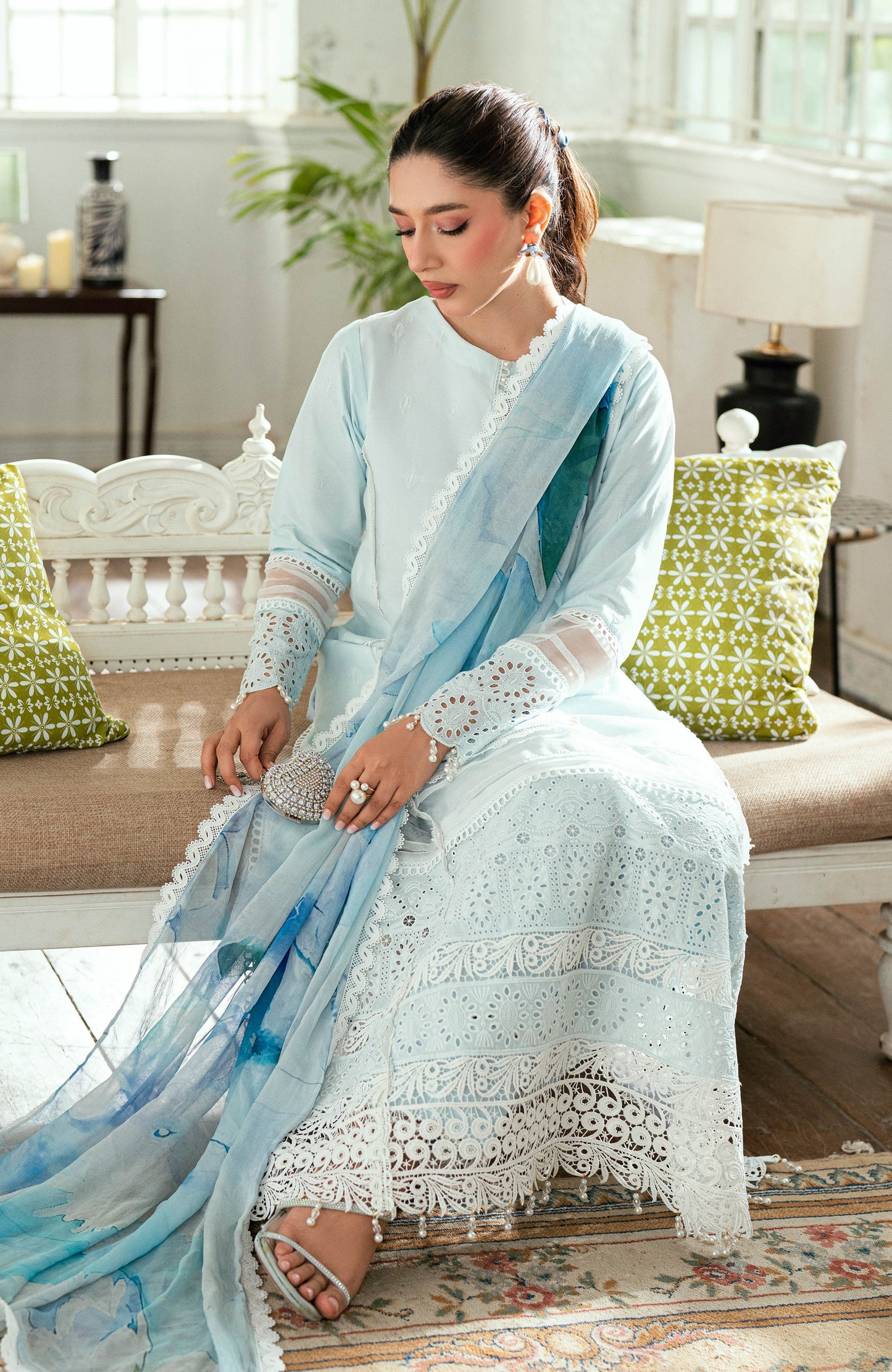 Alzohaib Laserkari Schiffly Embroidered Premium Printed Unstitched 3pcs