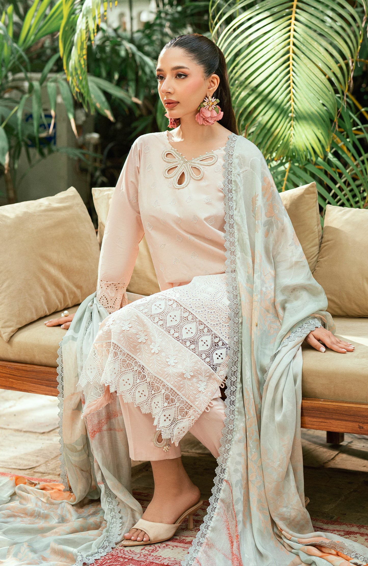 Alzohaib Laserkari Schiffly Embroidered Premium Printed Unstitched 3pcs